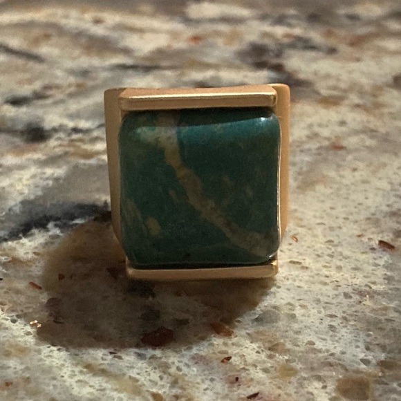 🦋🌳🌊Moss Turquoise Gold Ring - Picture 2 of 5